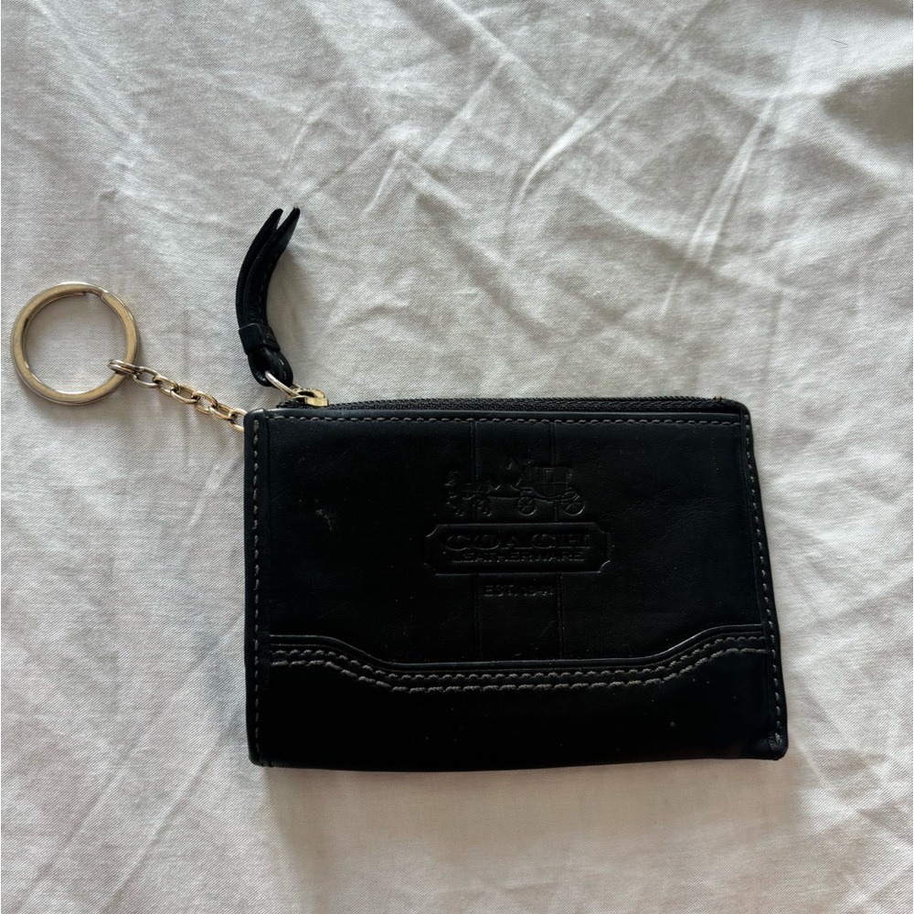 Leather coach key chain coin purse